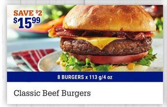 M & M Food Market Classic beef burgers offer