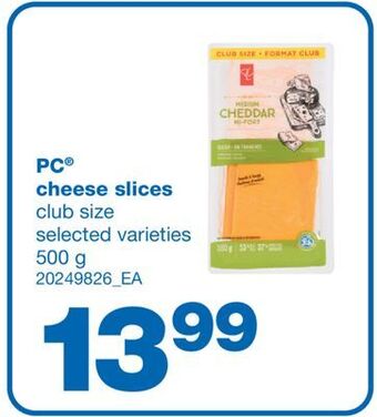 Wholesale Club Pc® cheese slices, 500 g offer
