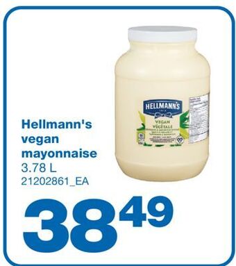 Wholesale Club Hellmann's vegan mayonnaise, 3.78 l offer