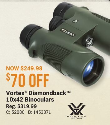 Bass Pro Vortex® diamondback™ 10x42 binoculars offer