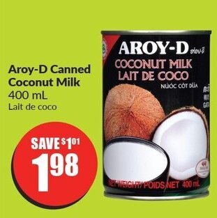 FreshCo Aroy-D Canned Coconut Milk 400mL offer