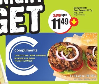 FreshCo Compliments Beef Burgers 907 g offer