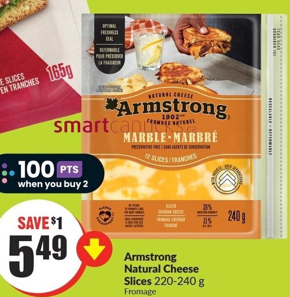 FreshCo Armstrong Natural Cheese Slices 220-240 g offer