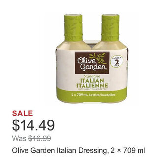 Costco Olive Garden Italian Dressing, 2 × 709 ml offer