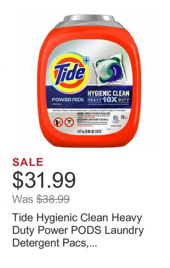 Costco Tide Hygienic Clean Heavy Duty Power PODS Laundry Detergent Pacs,... offer