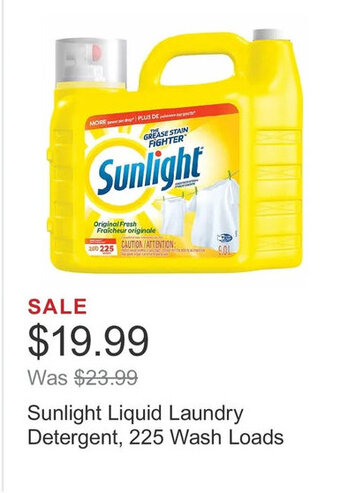 Costco Sunlight Liquid Laundry Detergent, 225 Wash Loads offer