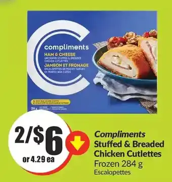 FreshCo Compliments stuffed & breaded chicken cutlettes offer