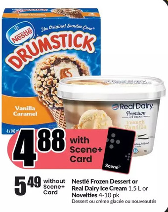 FreshCo Nestlé frozen dessert or real dairy ice cream or novelties offer