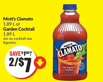 FreshCo Mott's clamato or garden cocktail offer