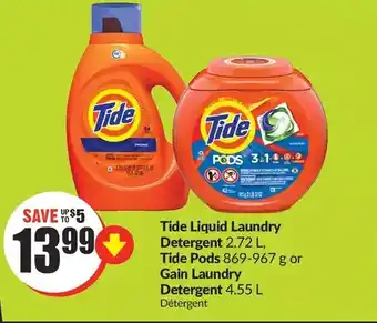 FreshCo Tide liquid laundry detergent, tide pods or gain laundry detergent offer