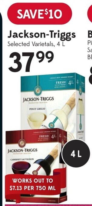 Sobeys Jackson-Triggs Selected Varietals, 4 L offer