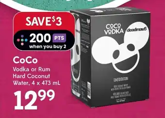 Sobeys CoCo Vodka or Rum Hard Coconut Water, 4 x 473 mL offer