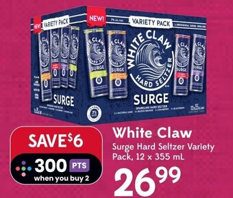 Sobeys White Claw Surge Hard Seltzer Variety Pack, 12 x 355 mL offer
