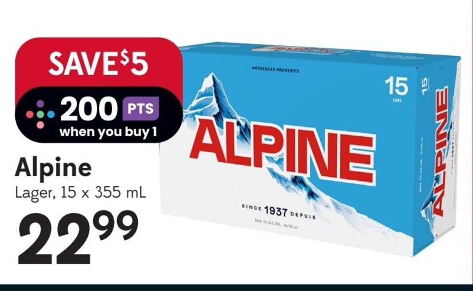Sobeys Alpine Lager, 15 x 355 mL offer