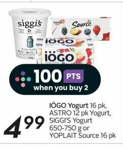 Sobeys IÖGO Yogurt 16 pk offer