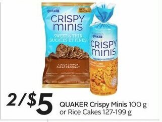 Sobeys QUAKER Crispy Minis 100 g or Rice Cakes 127-199 g offer