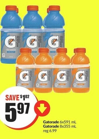 FreshCo Gatorade 6x591 mL Gatorade 8x355 mL offer
