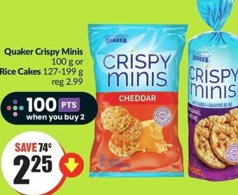 FreshCo Quaker Crispy Minis 100 g or Rice Cakes 127-199 g offer