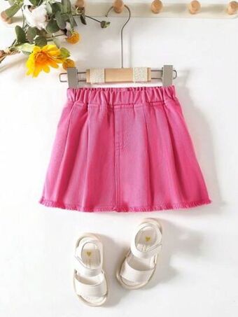 SheIn Baby solid raw hem denim skirt offer