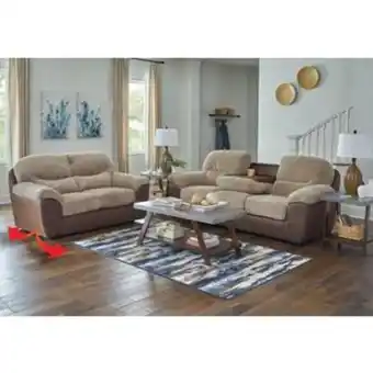 Aaron's Mayfield 8 - piece sofa w/ drop down table & gliding loveseat offer