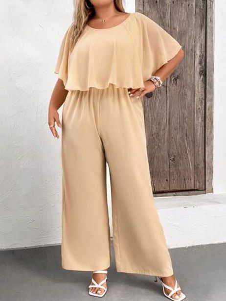 SheIn Plus solid wide leg jumpsuit offer
