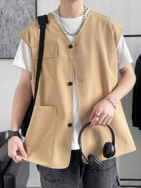 SheIn Men dual pocket vest coat offer