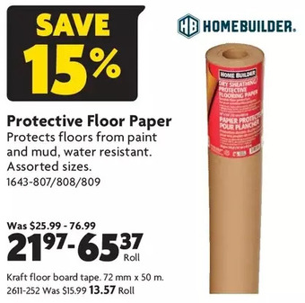 Home Hardware Protective floor paper | kraft floor board tape offer