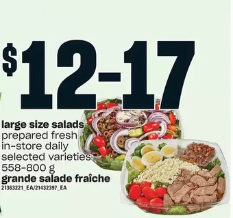 Independent Grocer Large size salads offer
