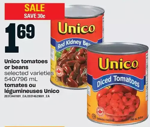 Valu-mart Unico tomatoes or beans offer