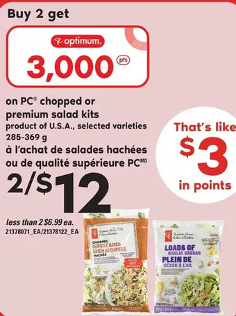Independent Grocer Pc chopped or premium salad kits offer