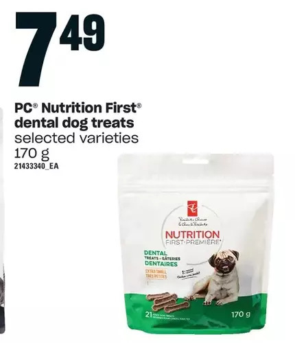 Loblaws Pc nutrition first dental dog treats offer