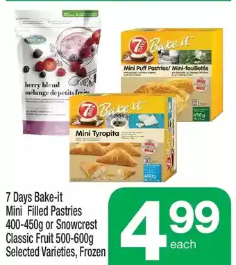 Highland Farms 7 days bake-it mini filled pastries or snowcrest classic fruit offer
