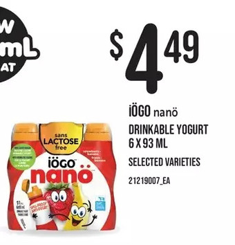 Independent Grocer Iögo nanö drinkable yogurt offer