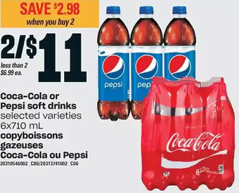 Independent Grocer Coca-cola or pepsi soft drinks offer