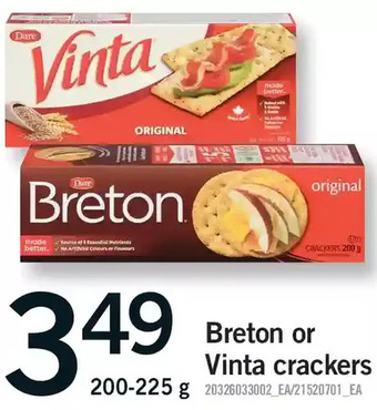 Fortinos Breton or vinta crackers offer