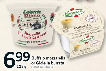 Fortinos Buffalo mozzarella or gioiella burrata offer