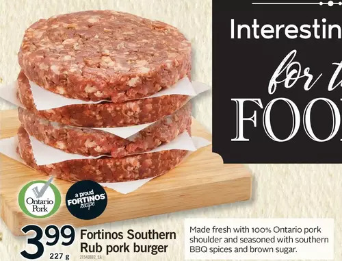 Fortinos Fortinos southern rub pork burger offer