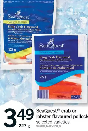 Fortinos Seaquest crab or lobster flavoured pollock offer