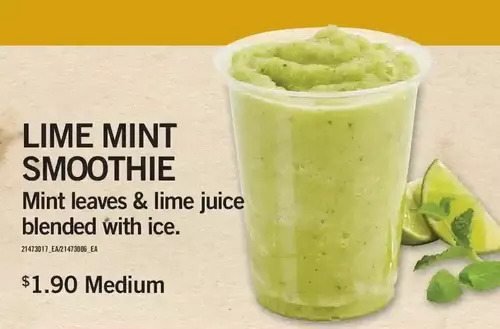 Fortinos Lime mint smoothie mint leaves & lime juice blended with ice offer