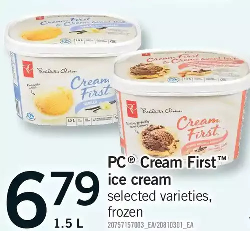 Fortinos Pc cream first ice cream offer