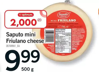 Fortinos Saputo mini friulano cheese offer