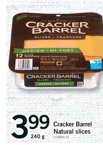 Fortinos Cracker barrel natural slices offer