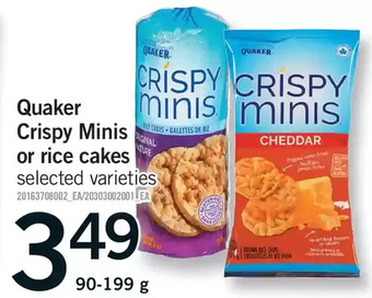 Fortinos Quaker crispy minis or rice cakes offer