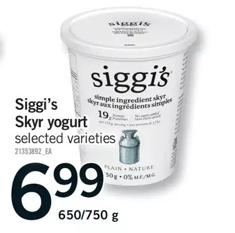 Fortinos Siggi's skyr yogurt offer