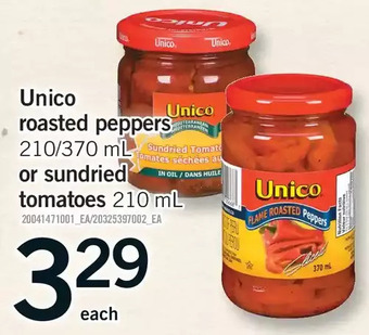 Fortinos Unico roasted peppers or sundried tomatoes offer