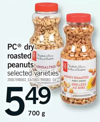 Fortinos Pc dry roasted peanuts offer