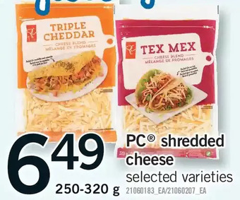 Fortinos Pc shredded cheese offer