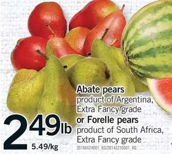 Fortinos Abate pears or forelle pears offer