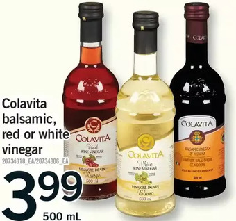 Fortinos Colavita balsamic, red or white vinegar offer
