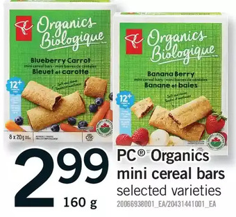 Fortinos Pc organics mini cereal bars offer
